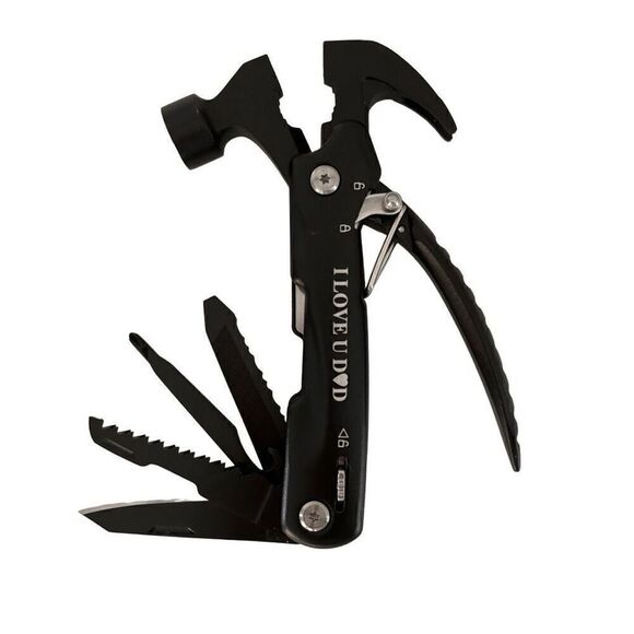 NWOT Amazon Mens I Love U Dad All in 1 Multitool Stainless W/ Case Black Mini - Picture 1 of 7